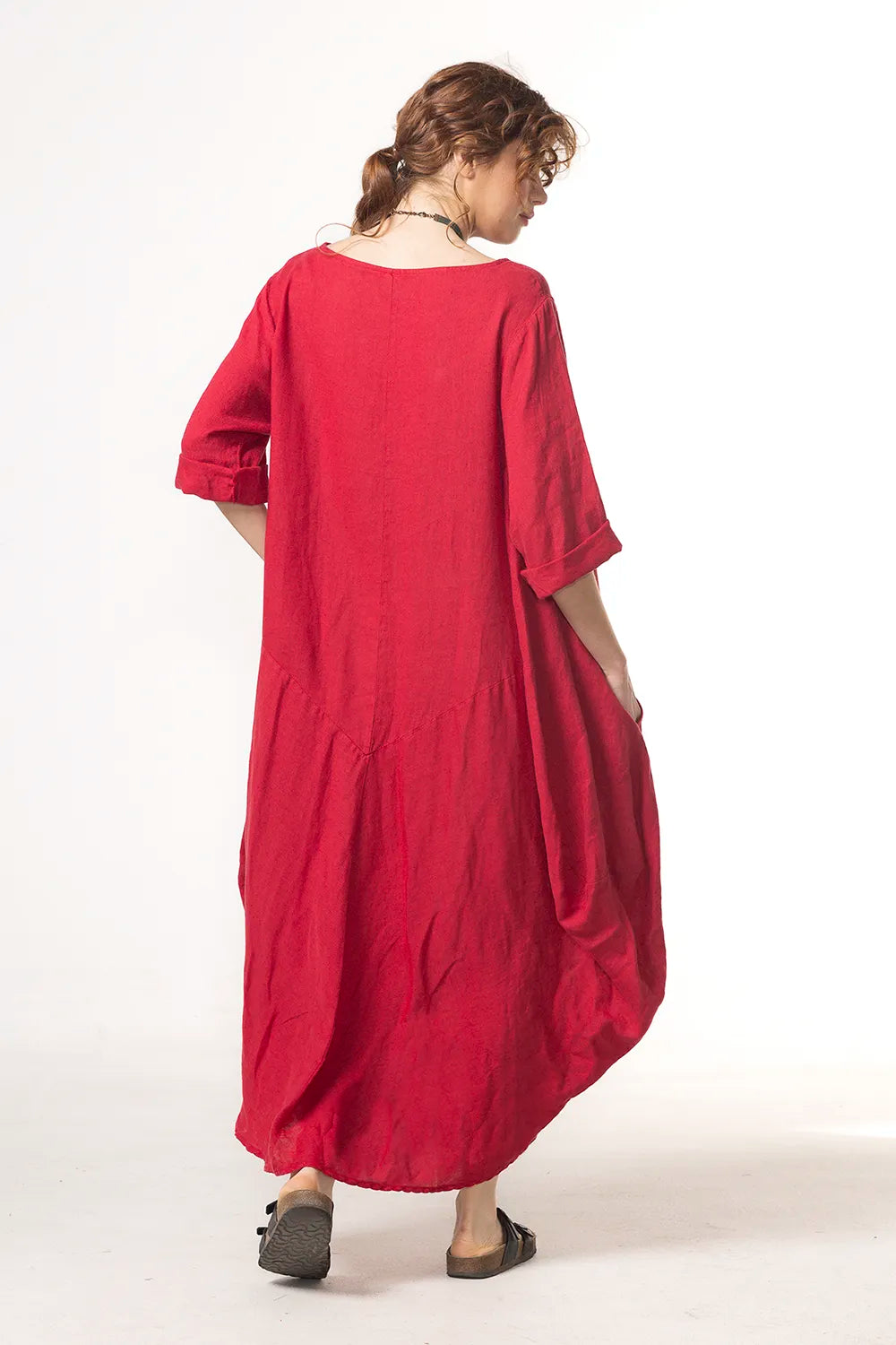 RAGGA Vestido Isidora Lino Rojo Espalda