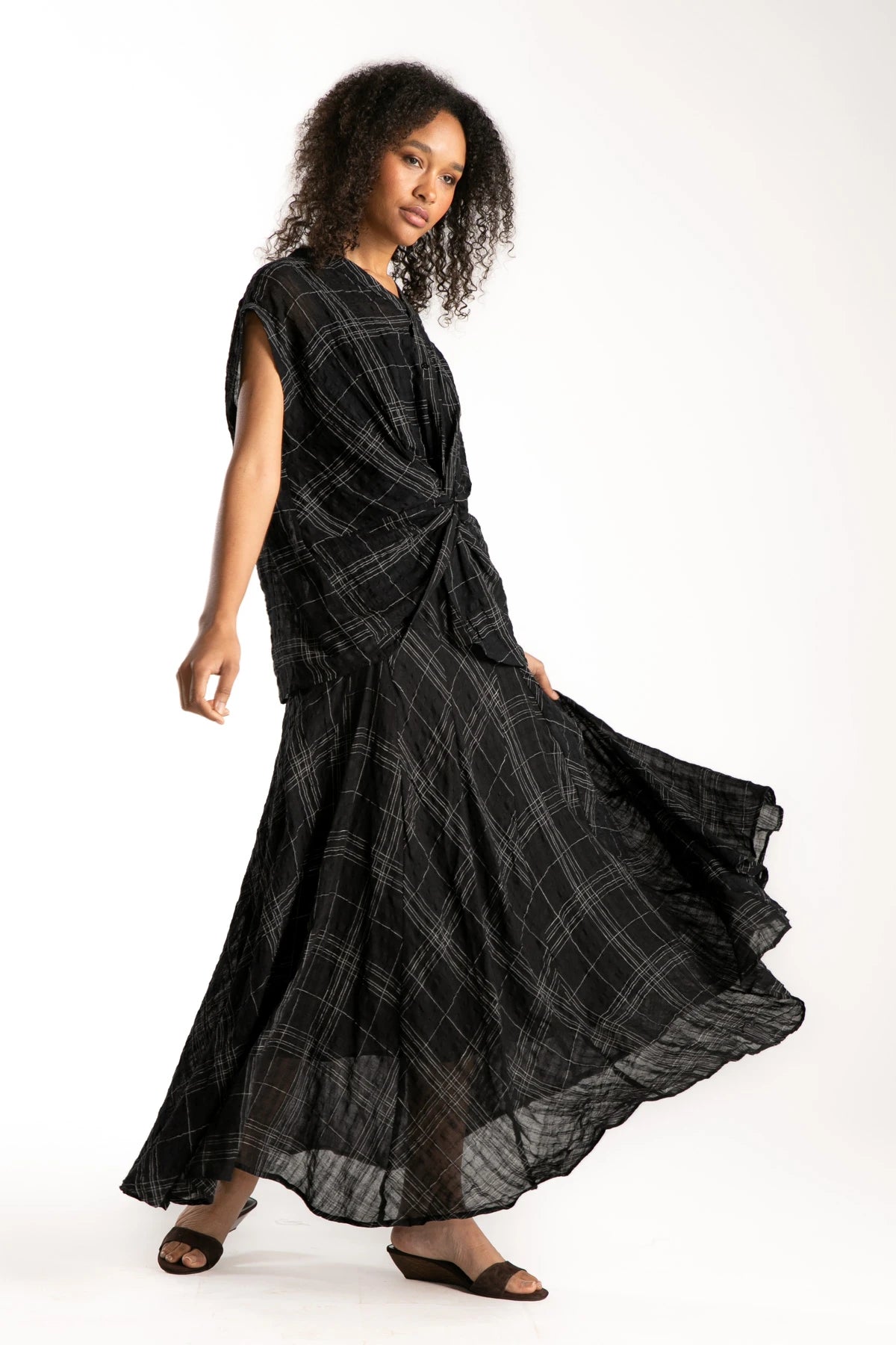 Ragga Blusa Zara Tartan Negra Perfil