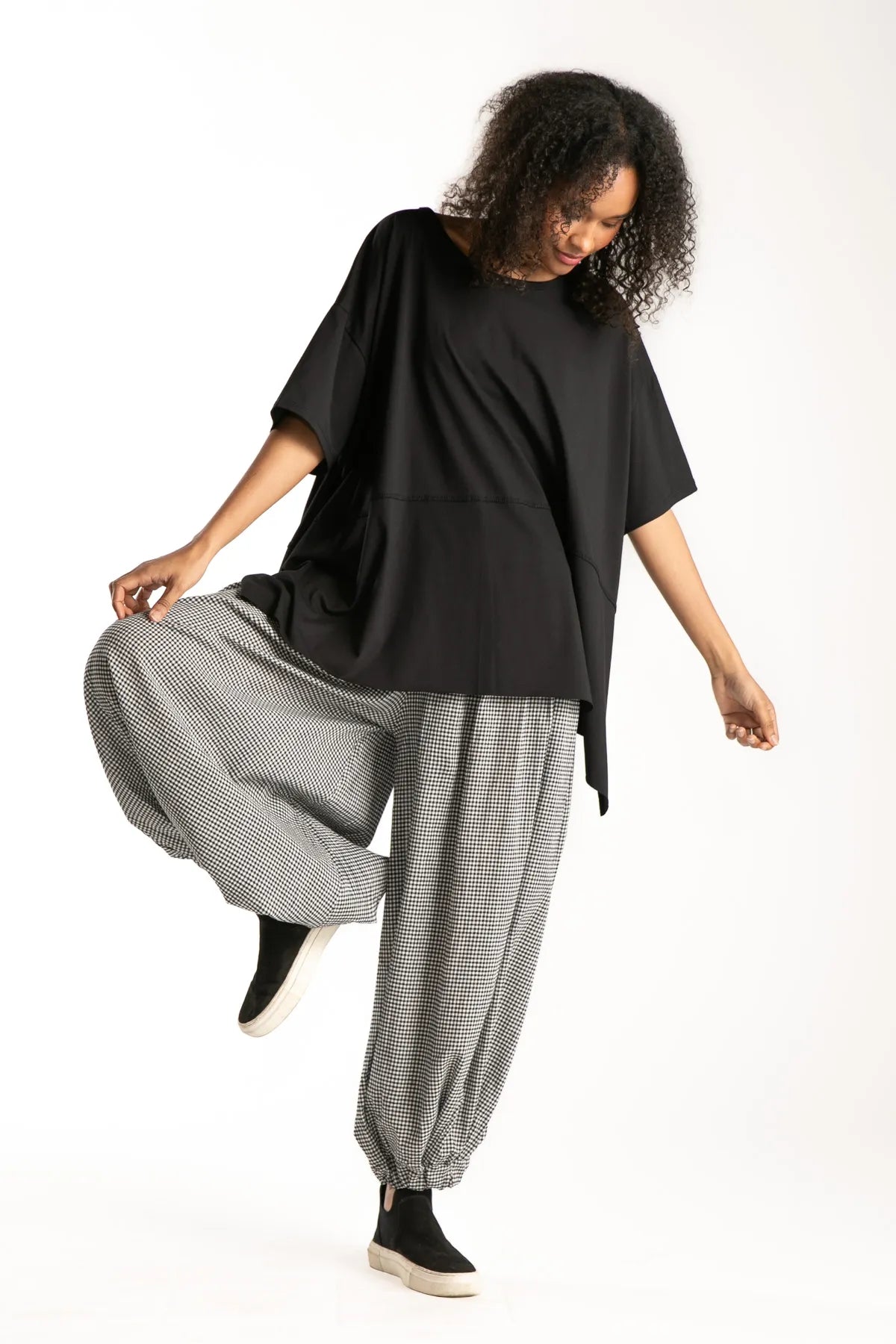 Pantalón Travo mujer Ragga bombacho algodón vichy vista frontal