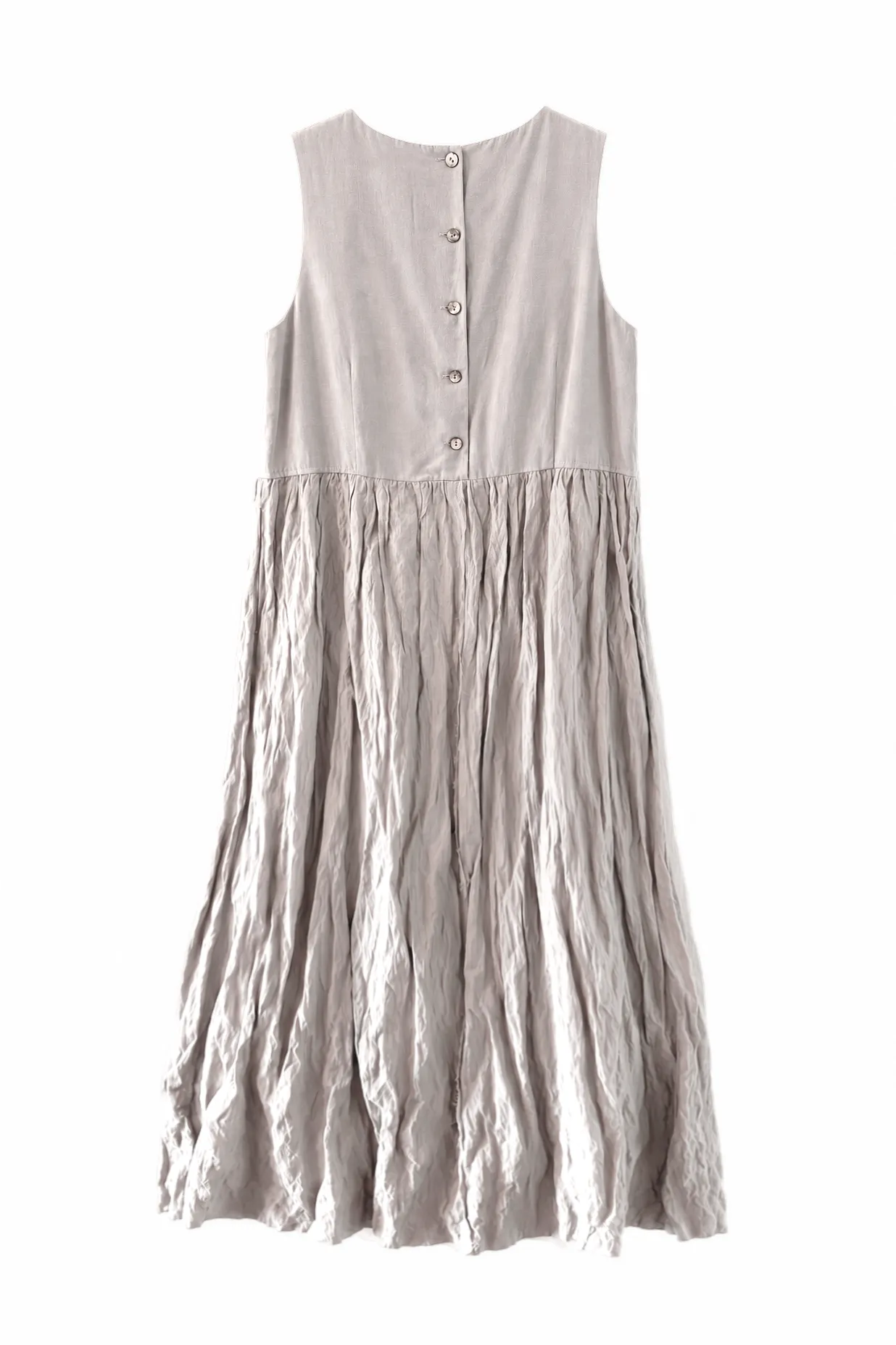 Ragga Vestido Algodón Corrugado Gris Perla Espalda