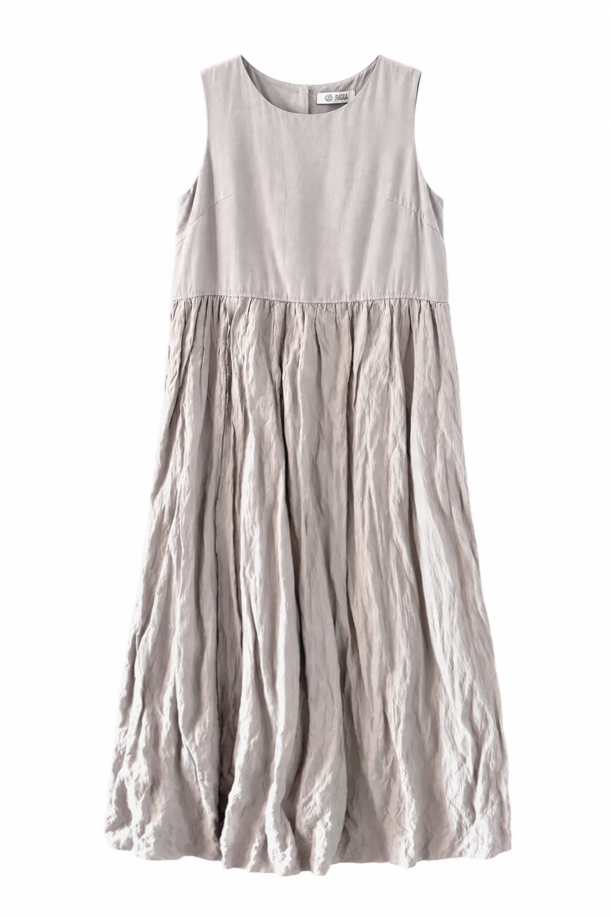 Ragga Vestido Algodón Corrugado Gris Perla Frente