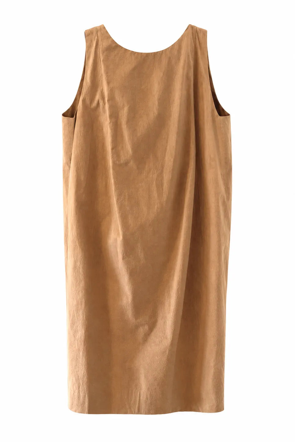 Vestido Algodon Drapeado Espalda Caramelo