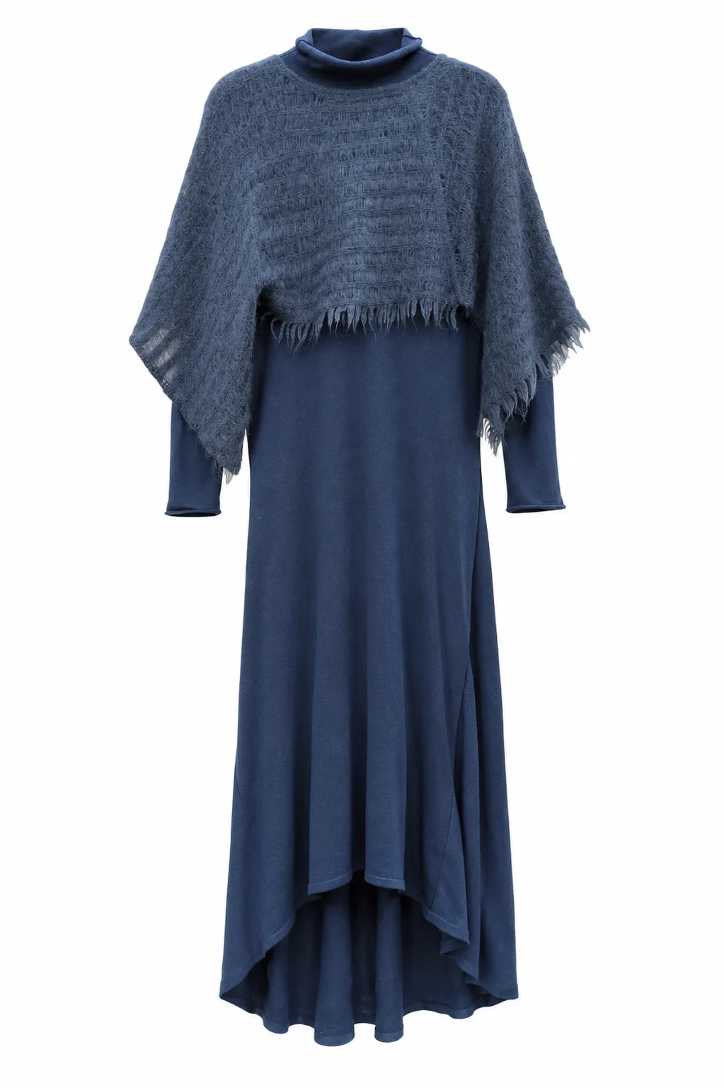 Vestido y Poncho Kid Mohair Azul