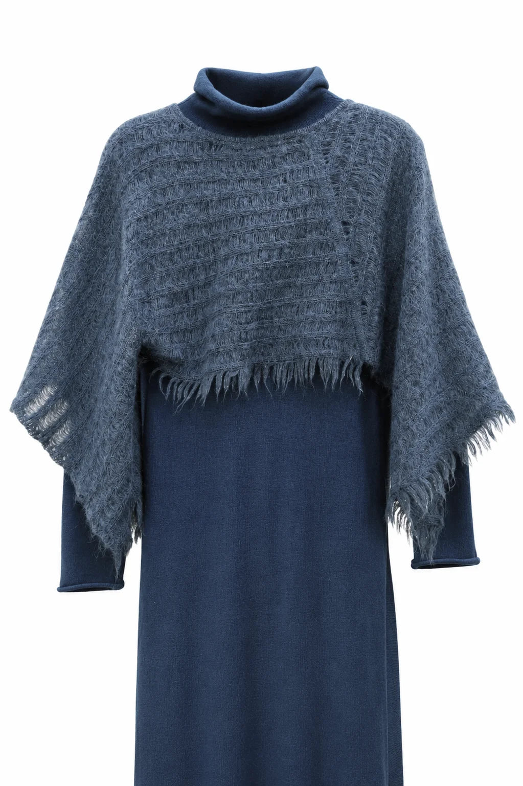 Vestido y Poncho Kid Mohair Azul