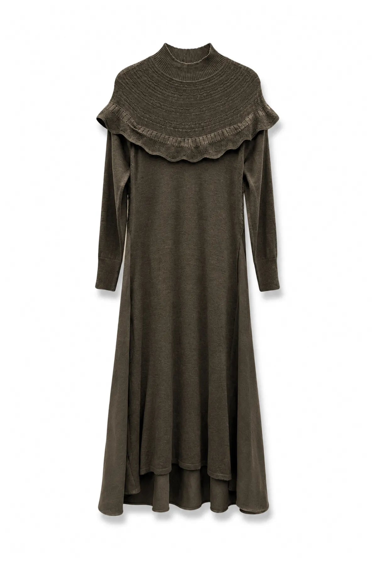 Vestido Lana Escote Ganchillo