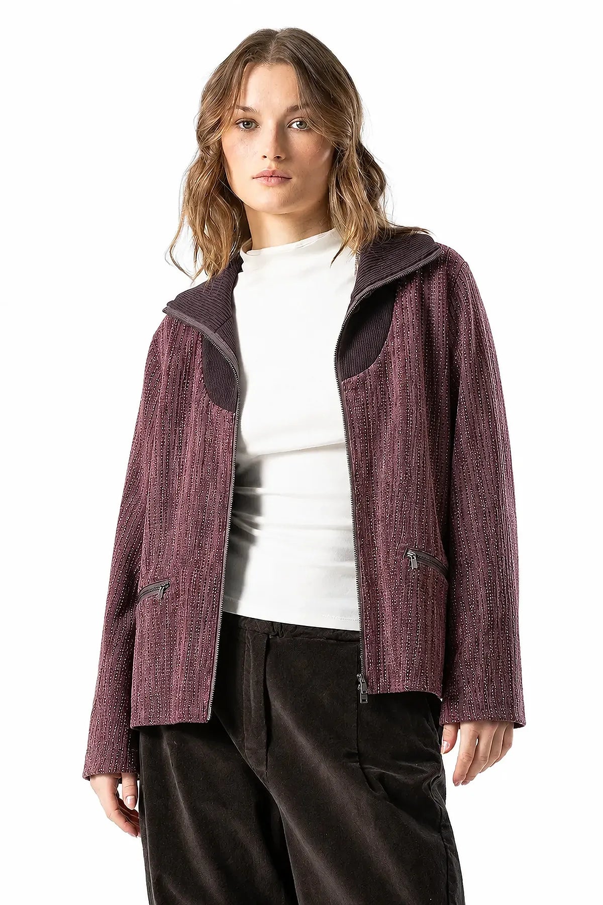 Chaqueta Tencel Relieve y Rib