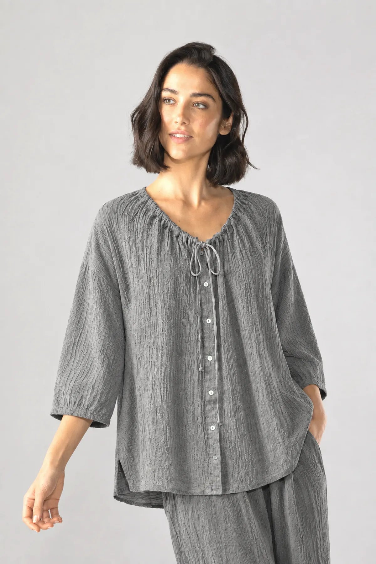 Bluson Lino Corrugado Gris
