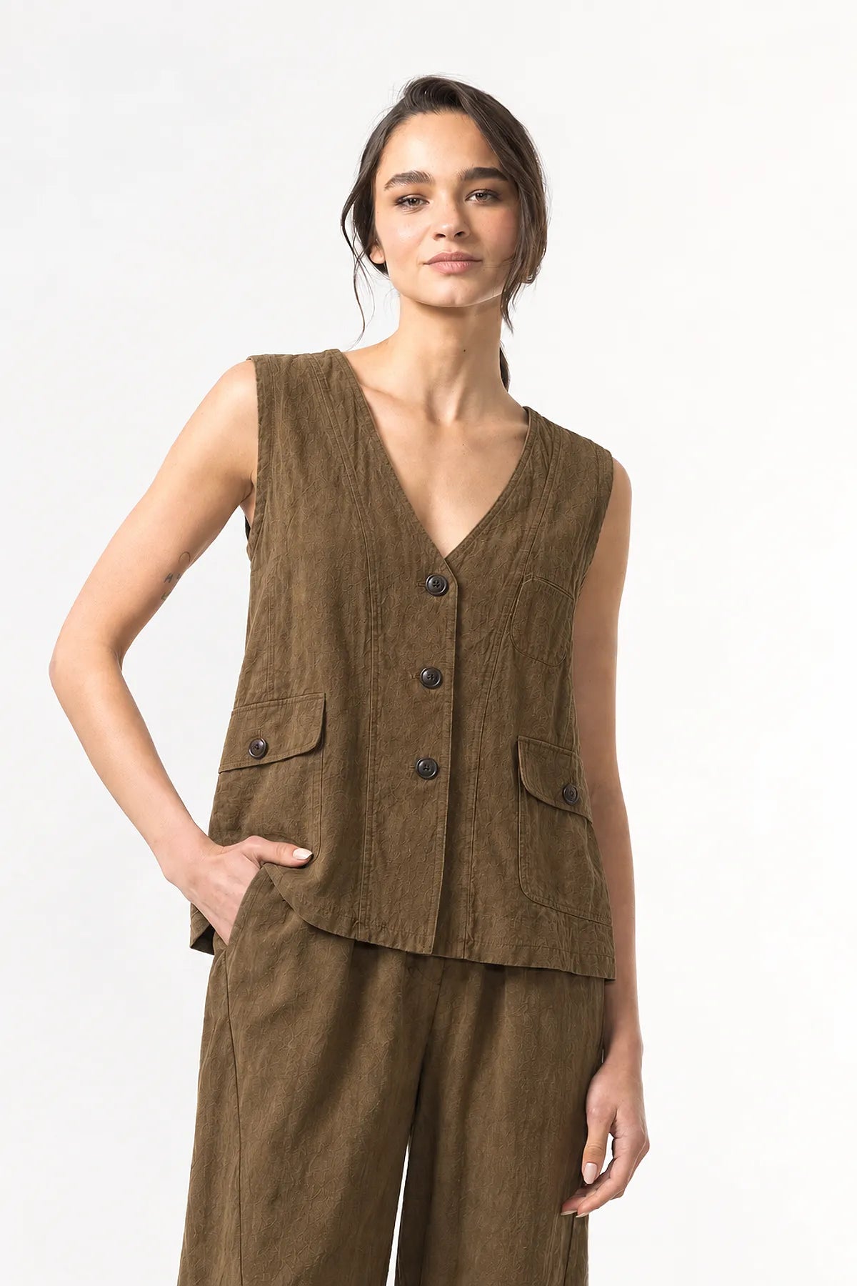Gilet Lino Jacquard