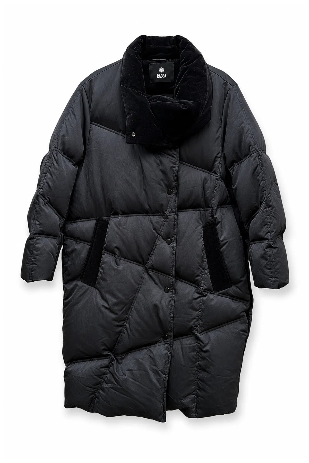 Parka Pluma y Terciopelo Negra