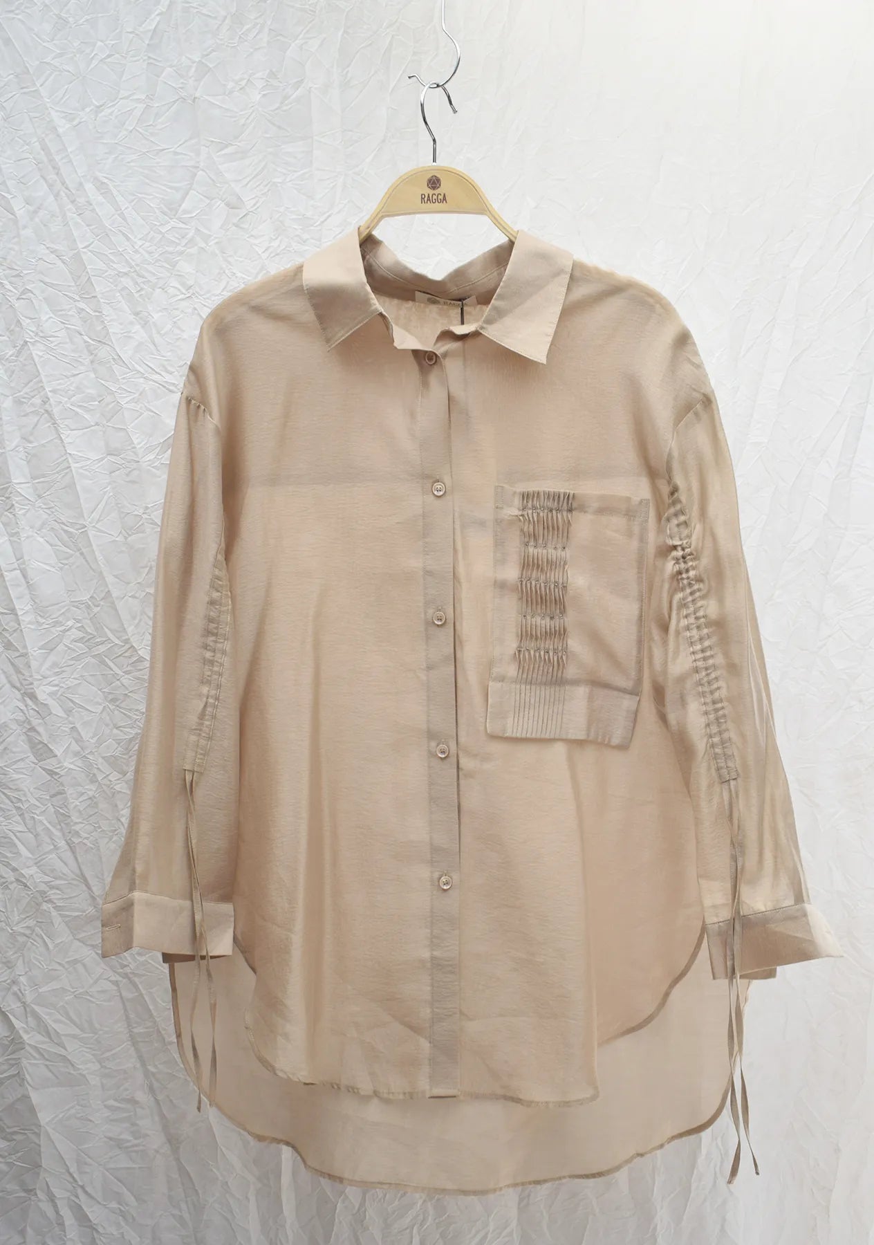 Blusa Con Bolsillo Plisado