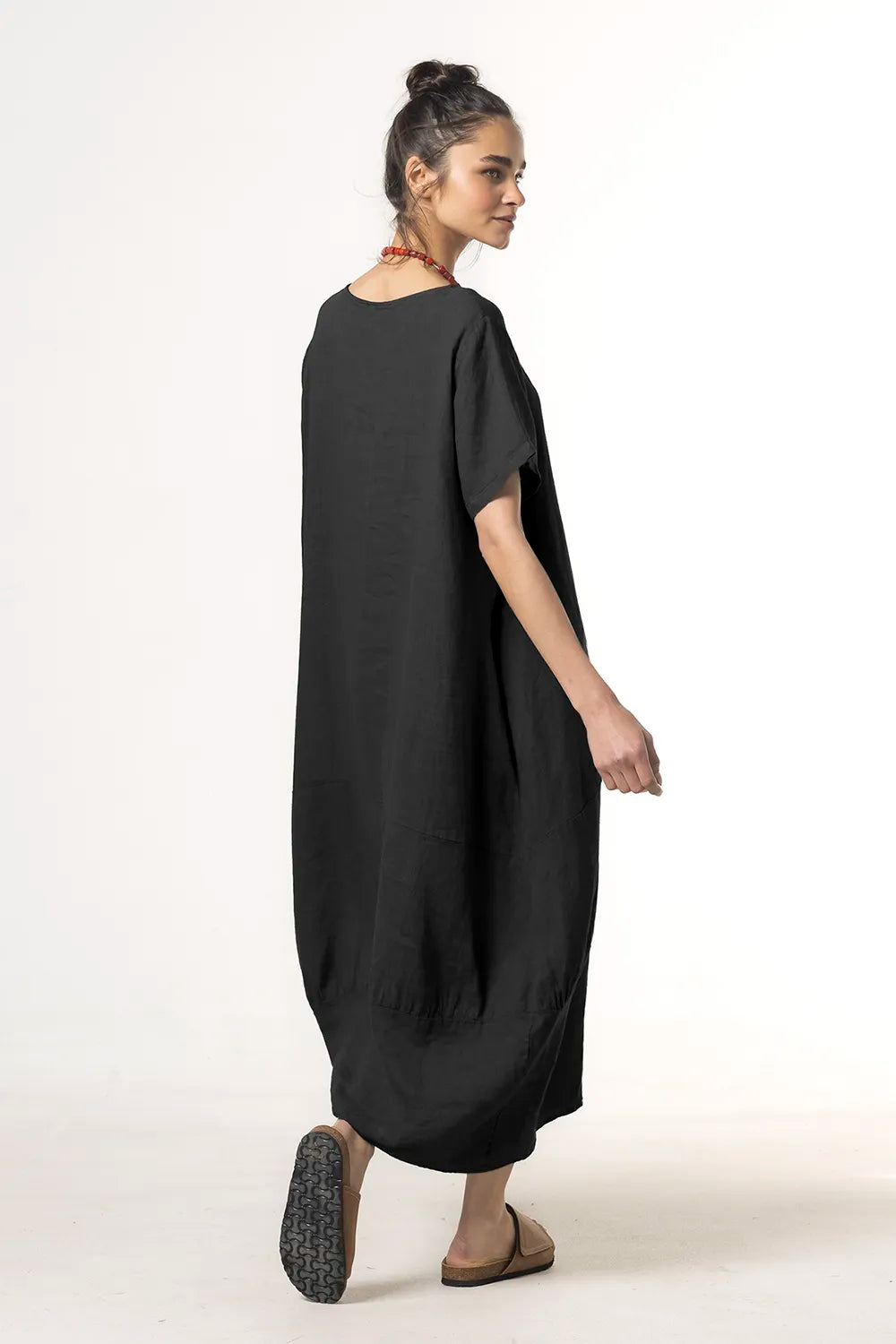 RAGGA Vestido Cristina Lino Negro espalda Mujer