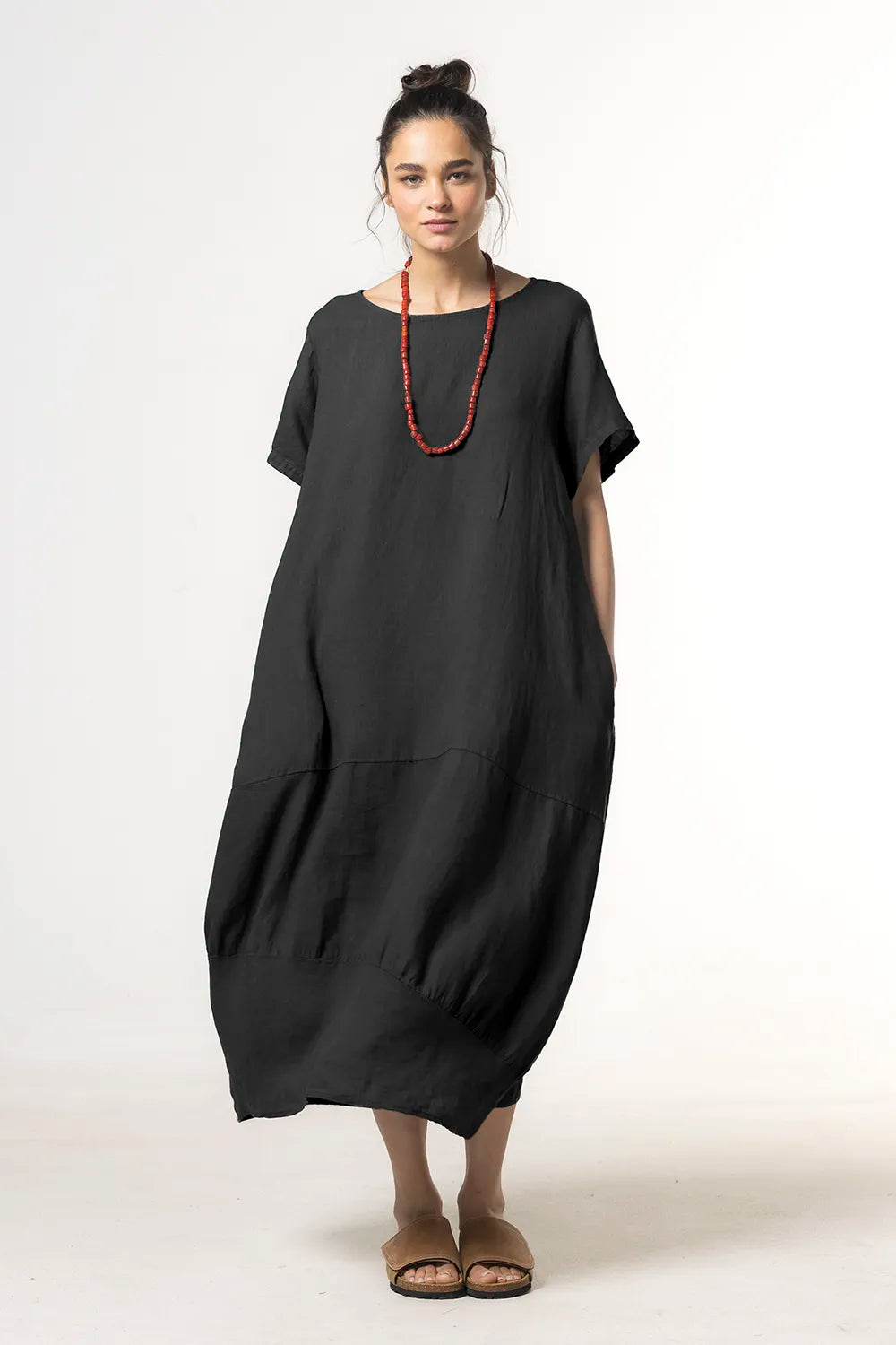 RAGGA Vestido Cristina Lino Negro frente