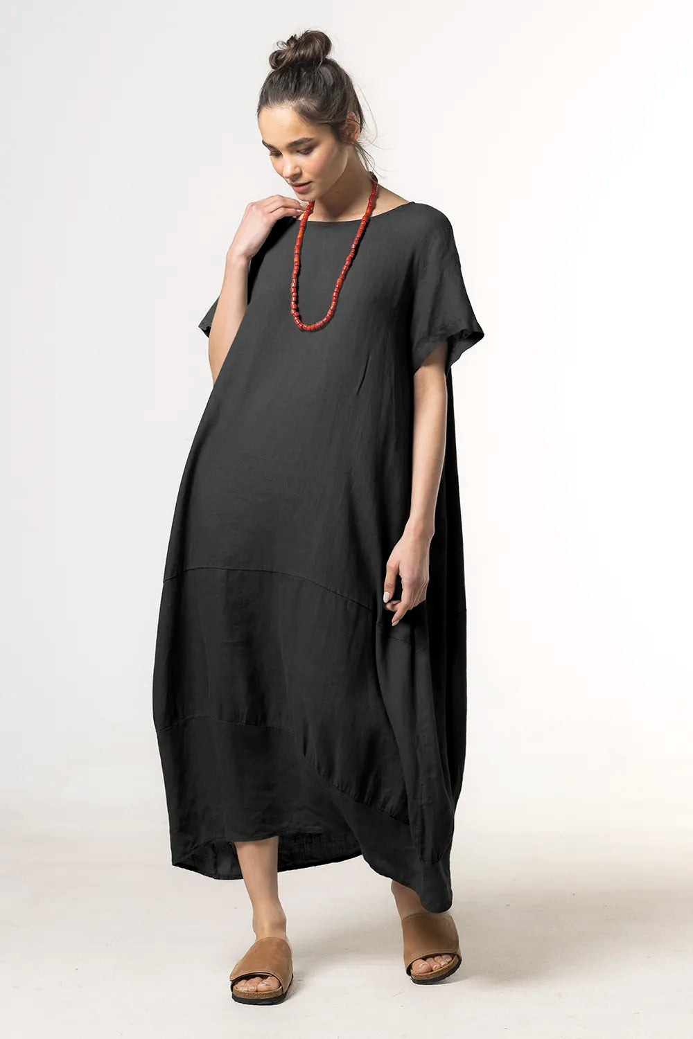 RAGGA Vestido Cristina Lino Negro perfil