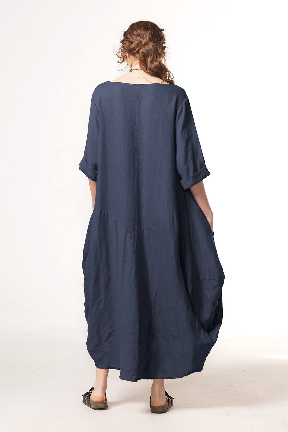 RAGGA Vestido Isidora Lino_Azul marino Mujer espalda
