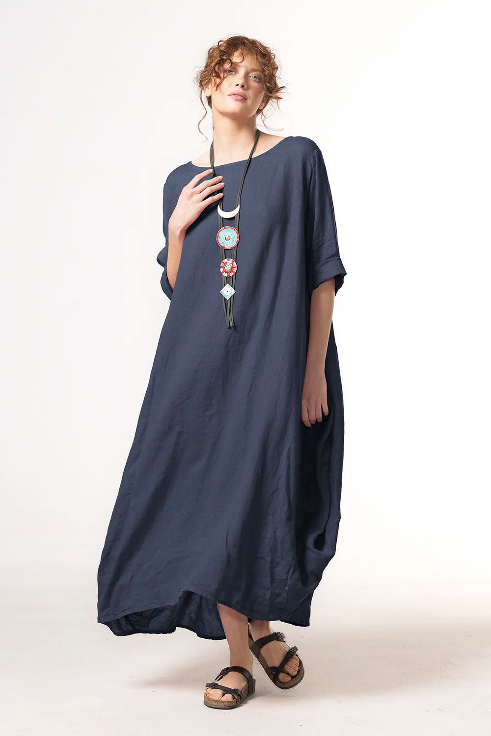 RAGGA Vestido Isidora Lino_Azul marino Mujer frente