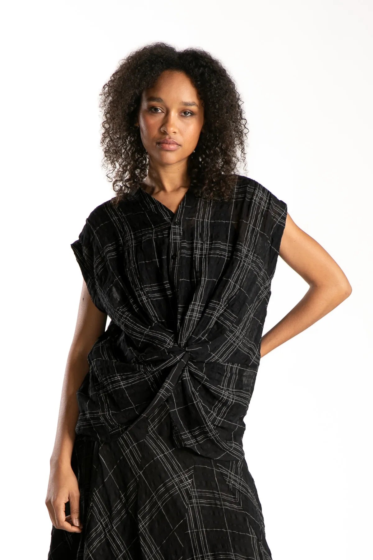 Ragga Blusa Zara Tartan Negra Frente