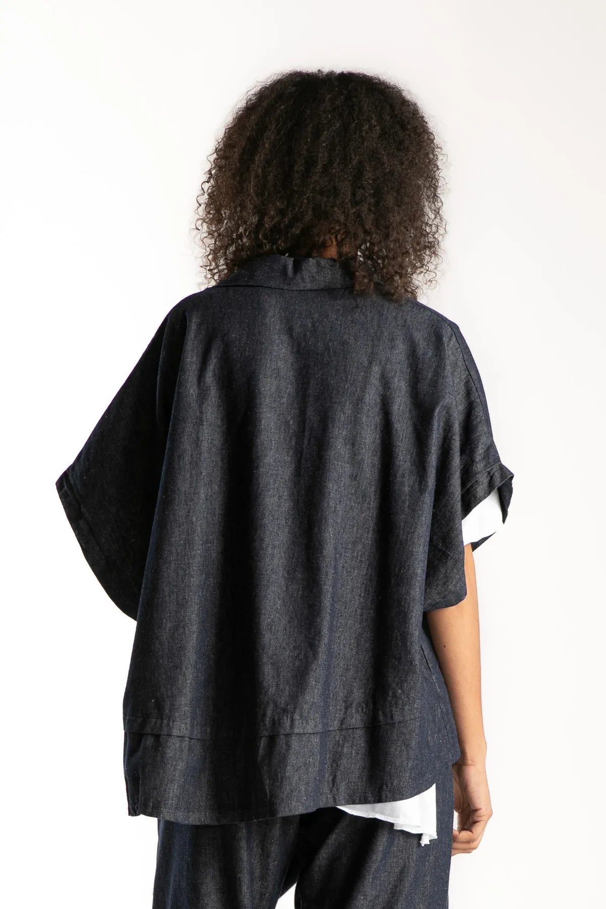 Ragga Chaqueta Estonia Denim azul de mujer oversize manga corta espalda