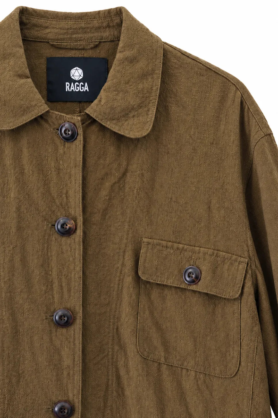 Ragga Chaqueta Lino Jacquard Bolsillos Parche detalle