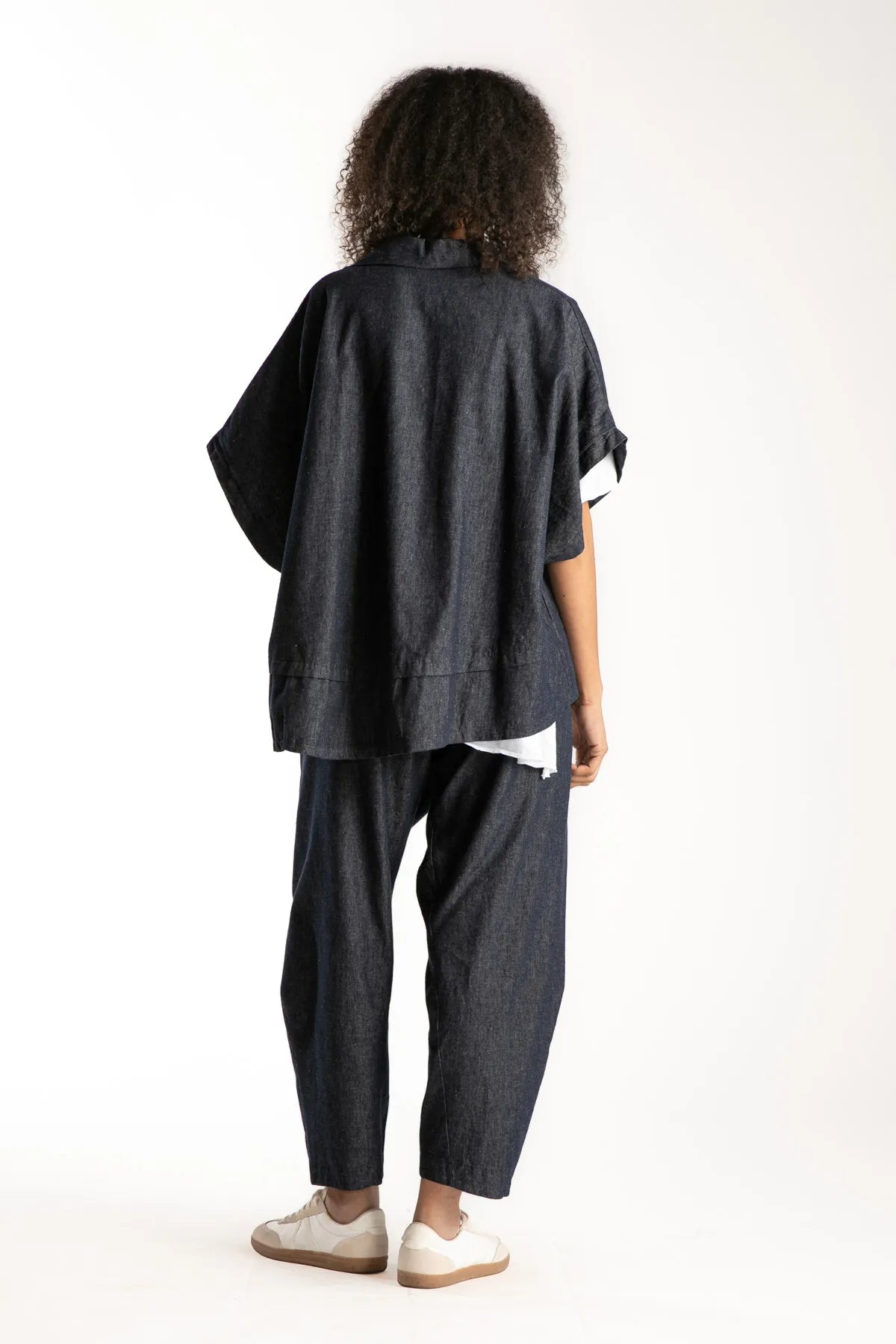 Ragga Pantalón Denim Brusio azul de mujer corte vaina vista espalda