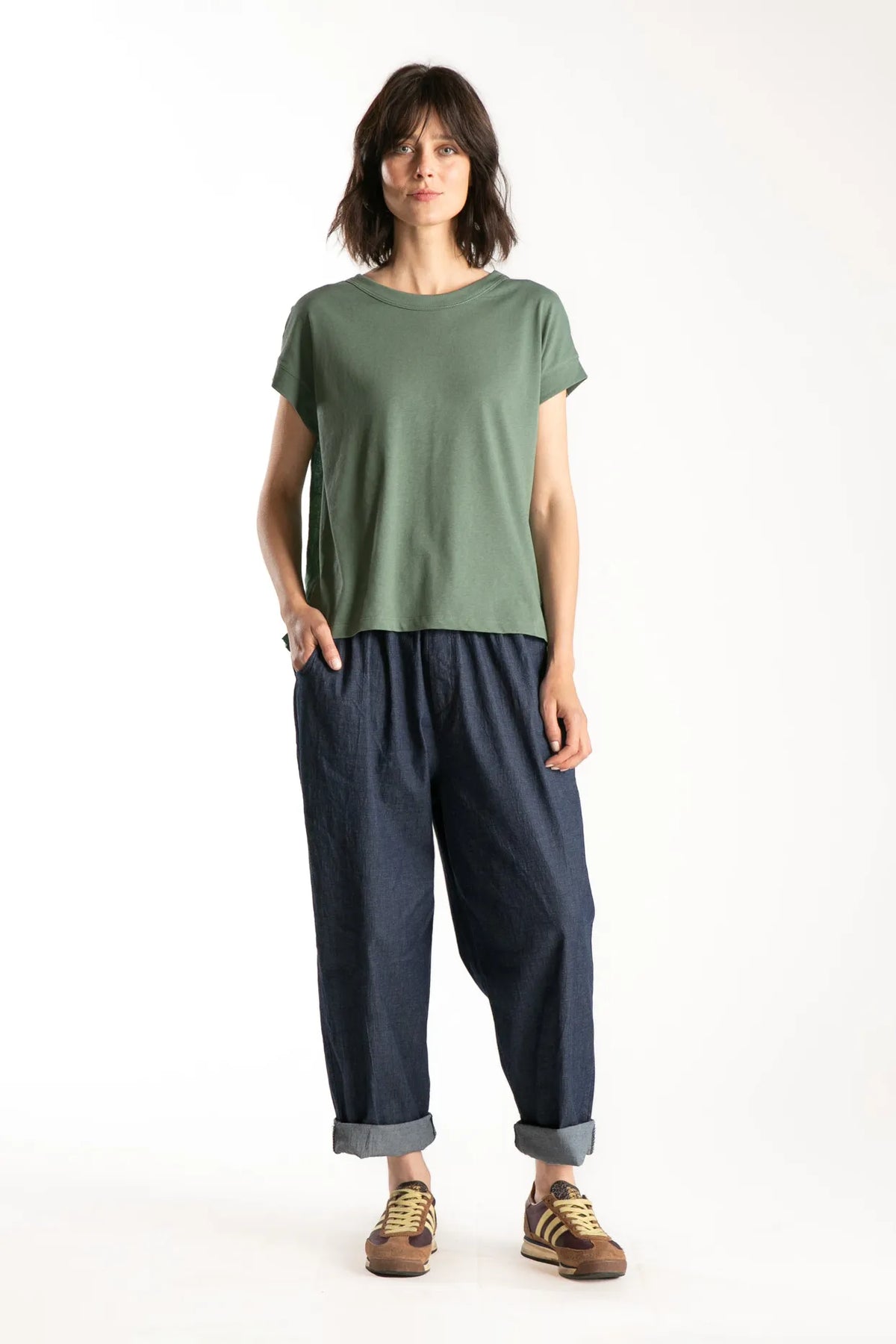 Ragga pantalón Victor denim azul de algodón talla única relajado vista frontal