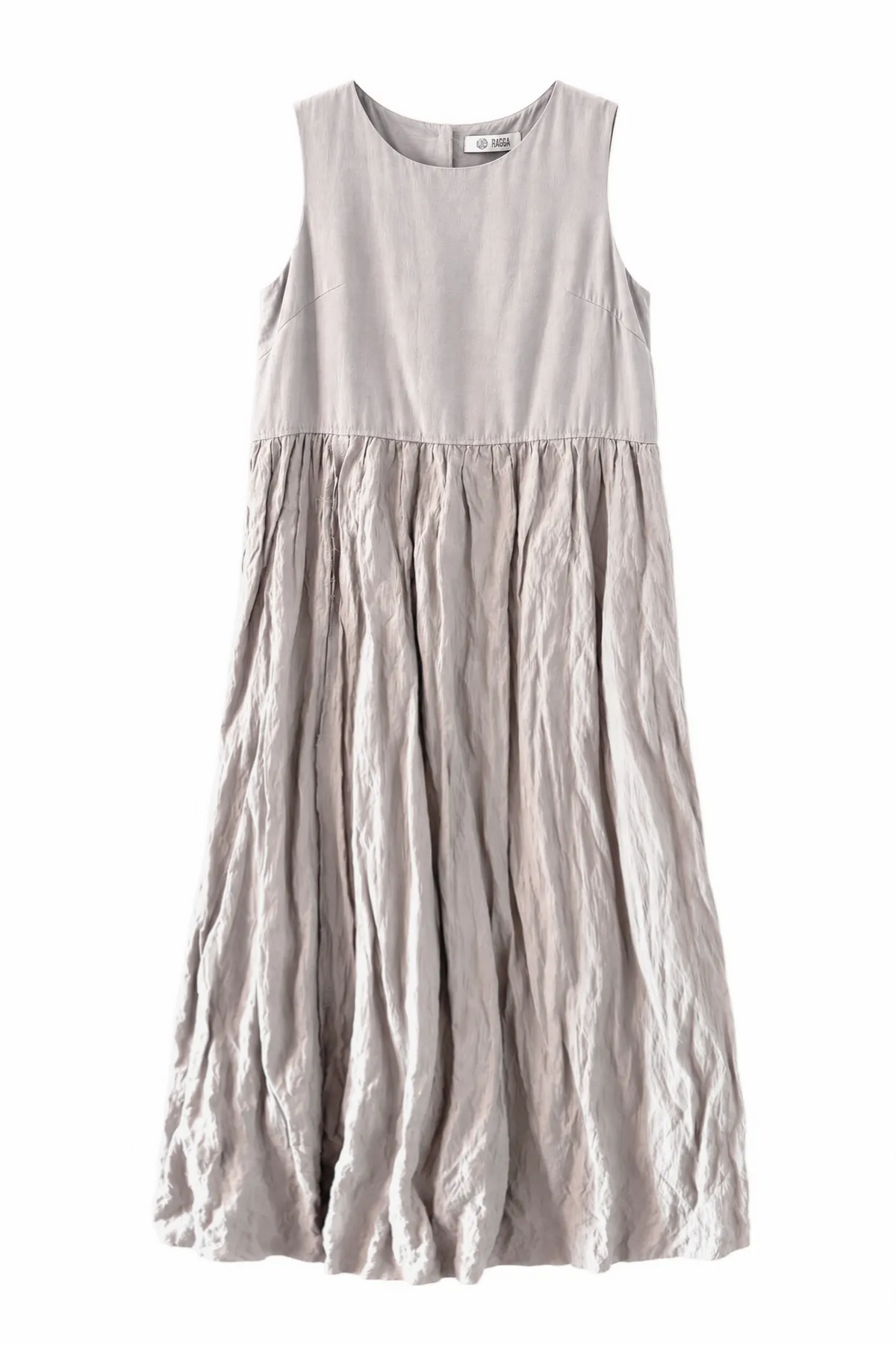 Ragga Vestido Algodón Corrugado Gris Perla Frente