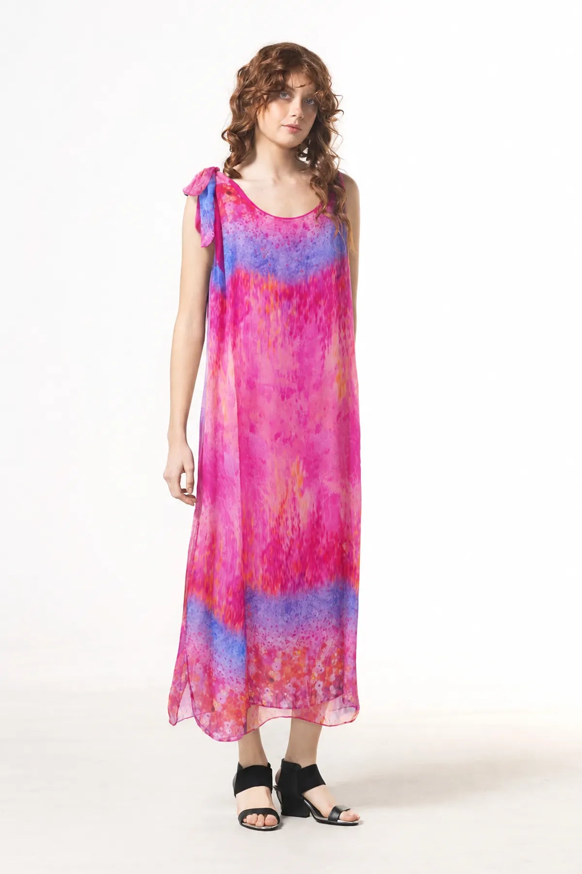 Ragga Vestido Brucoli Seda Frente Fucsia MUJER