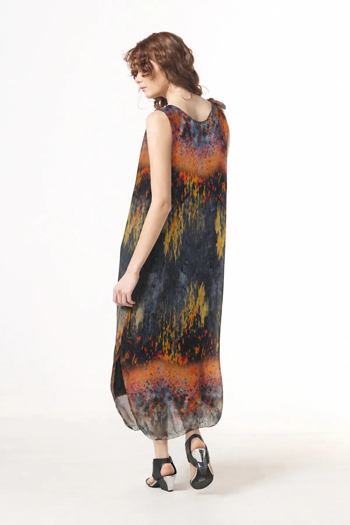 Ragga Vestido Brucoli Seda negro Espalda