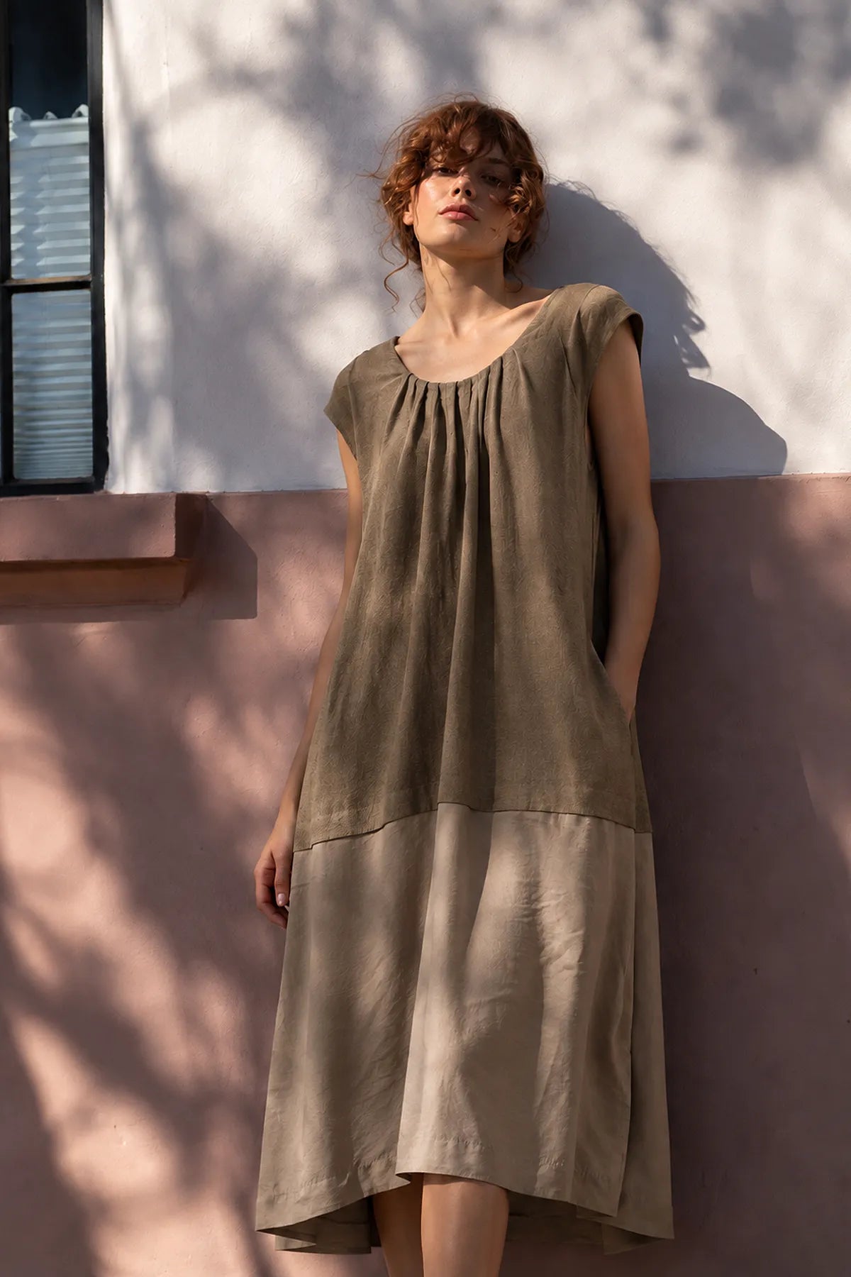 Ragga Vestido Tencel y Lino Canela Mujer