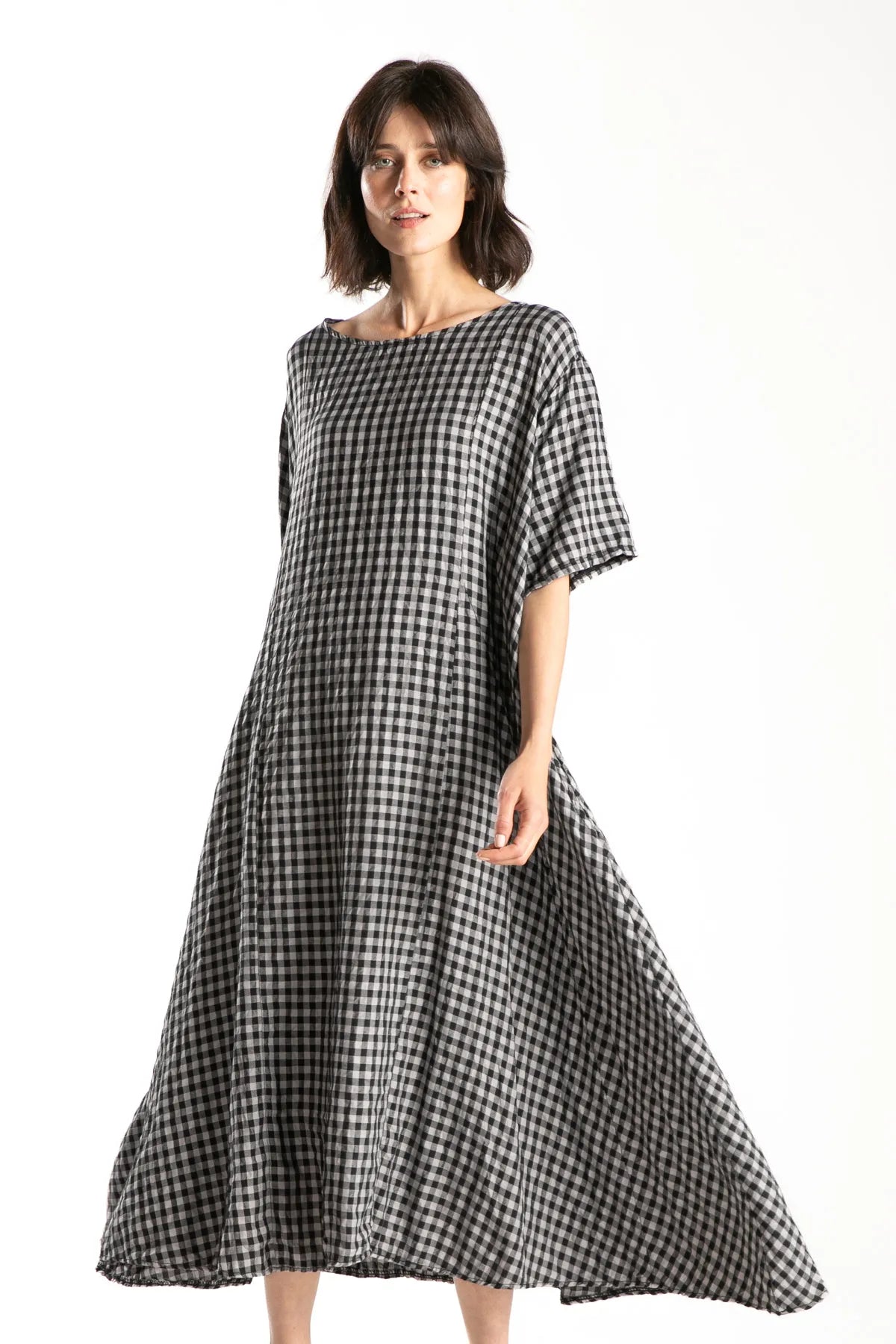 Ragga Vestido mujer Zarbo a cuadros vichy  gris y negro vista frontal