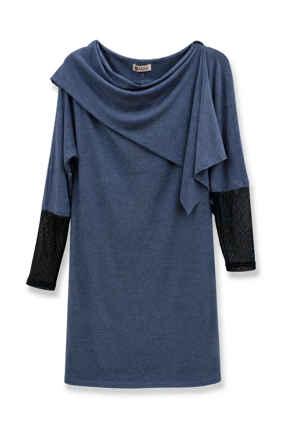 Vestido Cuello Capa Mangas Malla